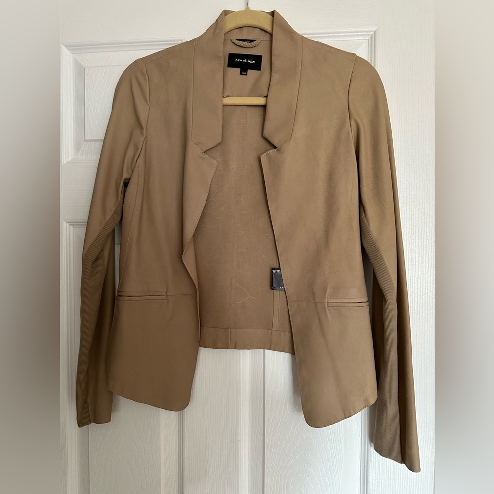 NEW! Mackage 100% leather Tan Blazer